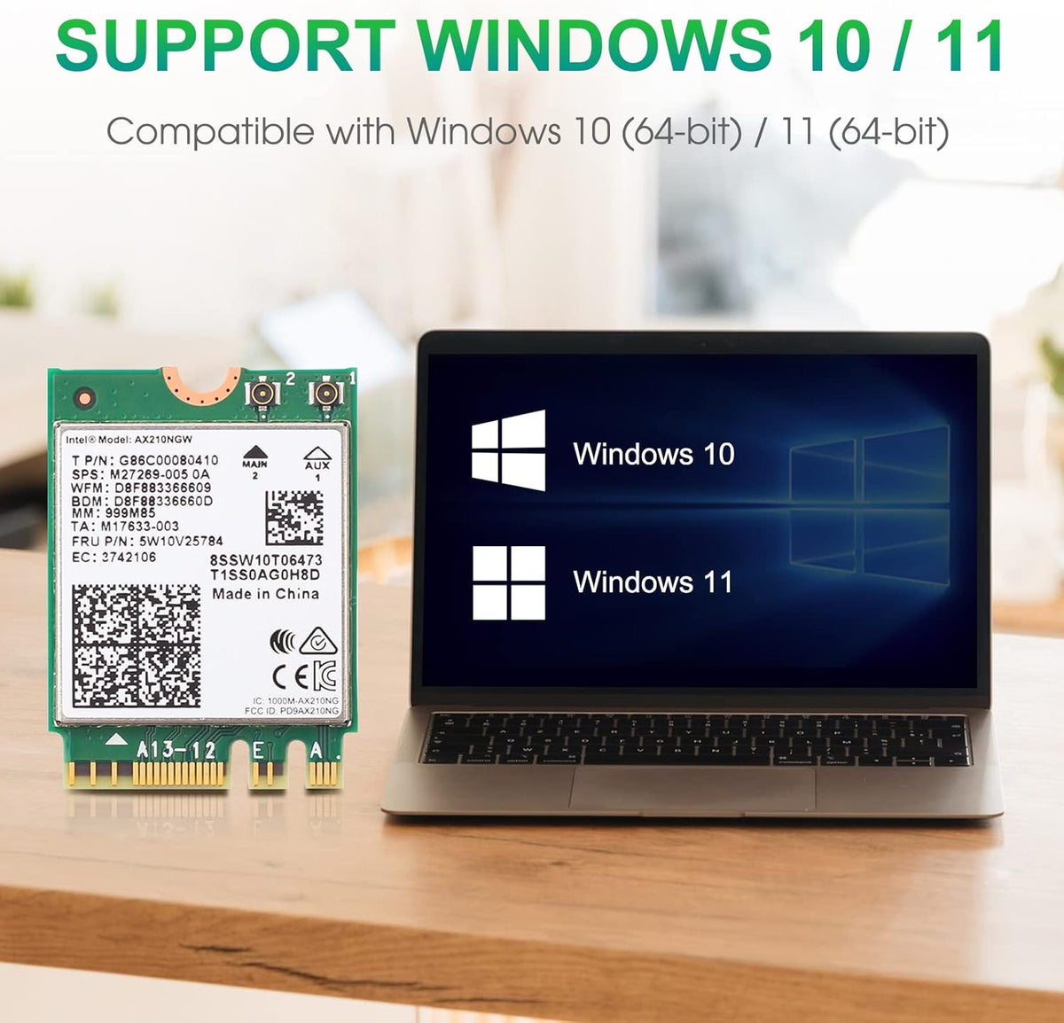 WiFi 6E Card AX210 Bluetooth 5.2 Tri-Band 5400Mbps Wireless Module for Laptop L6392