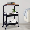 3 Tier Rolling Printer Cart with Wheel (Black+Brown) C6754