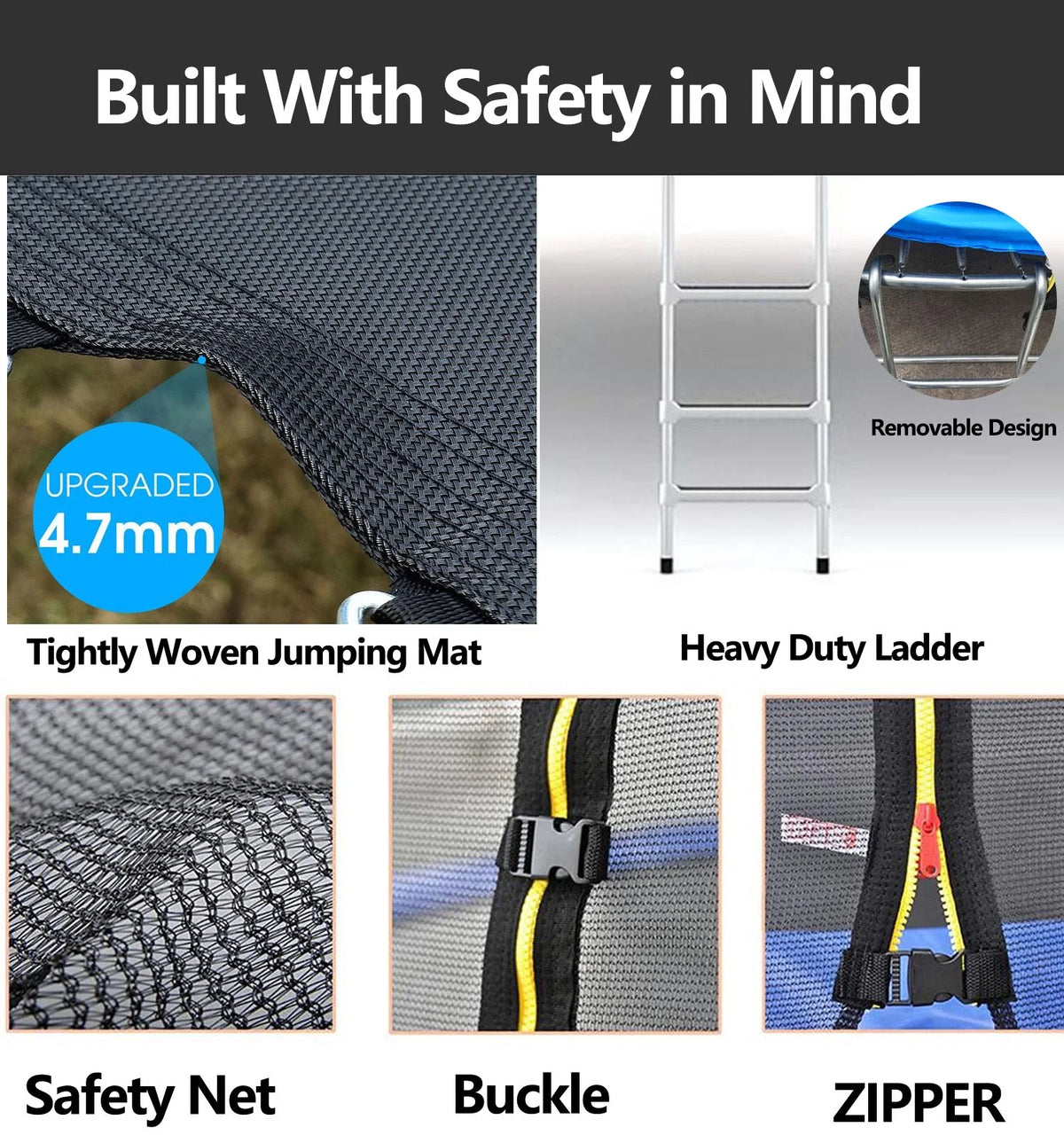 10 ft Trampoline with Enclosure and Wind Stakes, Blue M3763