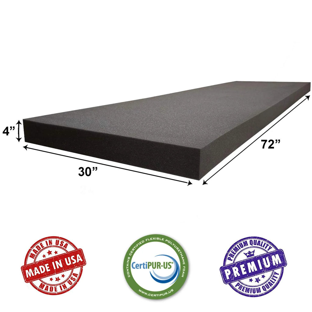Charcoal Rubber Foam Sheet Cushion 4"H X 30"W X 72"L K349