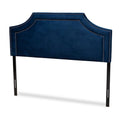 Velvet and Wood Queen Headboard in Navy Blue C1313