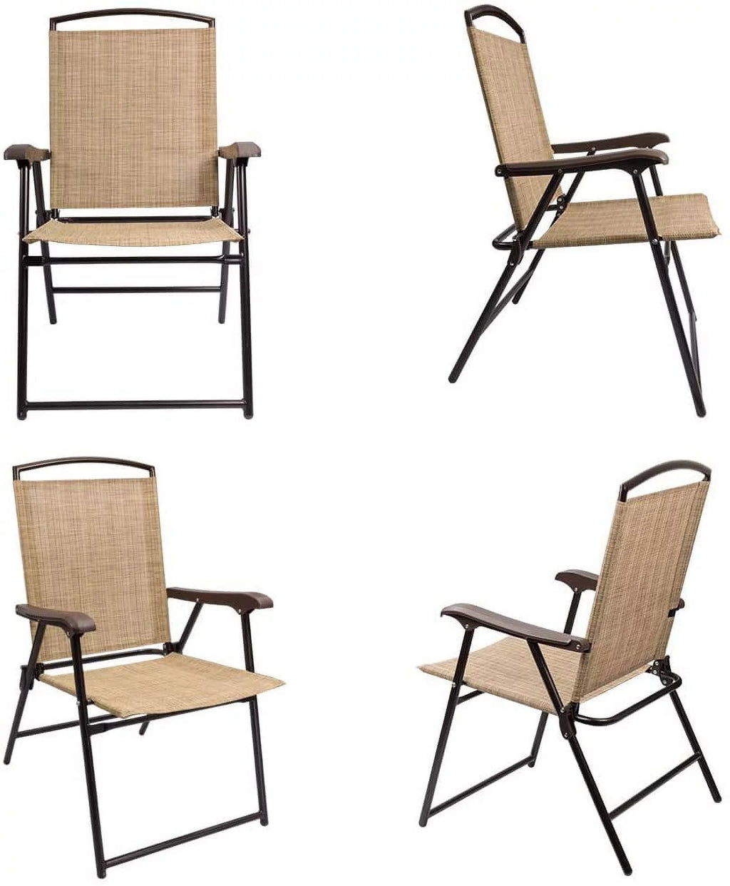 Beige Set of 2 Folding Sling Chair K8801