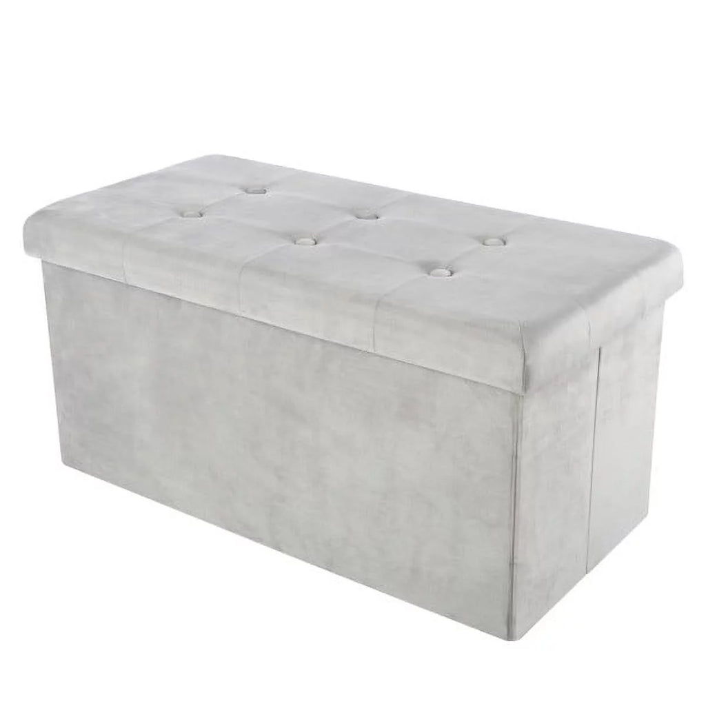 Gray Velvet Tufted Storage Ottoman P21344
