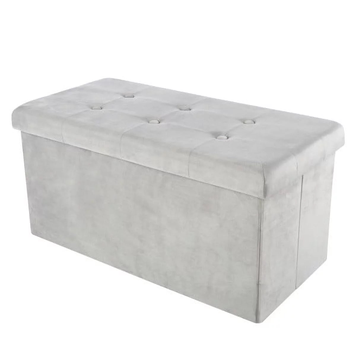 Gray Velvet Tufted Storage Ottoman P21344