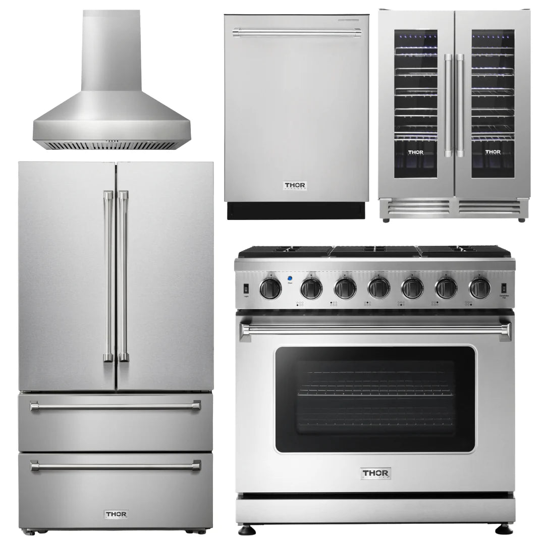 36 Gas Range, Range Hood, Refrigerator, Dishwasher, Wine Cooler X67774