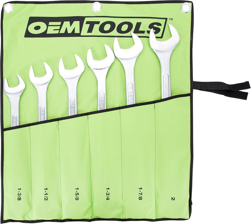 Jumbo Combination Wrench Set, SAE, 6 Piece, Green Canvas Tool Roll Included C7212