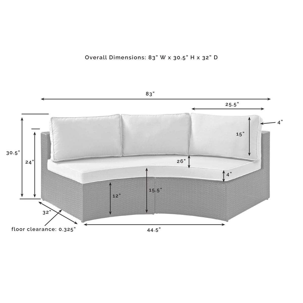 Gray Wicker Curved Patio Sectional Sofa R51802