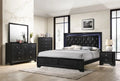 King Size Upholstery LED Bed Dresser Mirror Nightstand Set I9133