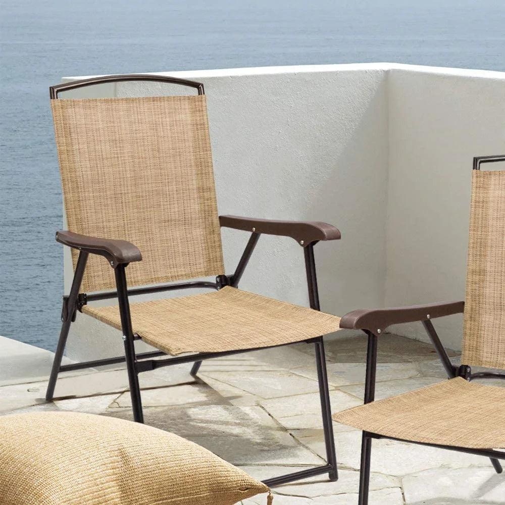 Beige Set of 2 Folding Sling Chair K8801