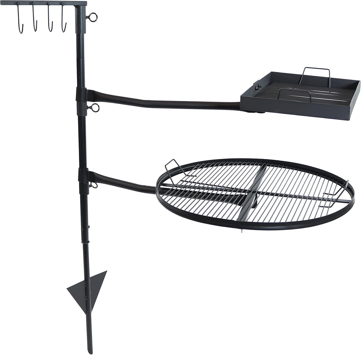 Dual Campfire Steel Cooking Grill Grate Swivel System with Stand V586