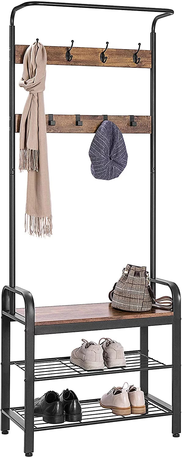 3-in-1 Entryway Hall Tree with Storage Bench J9138