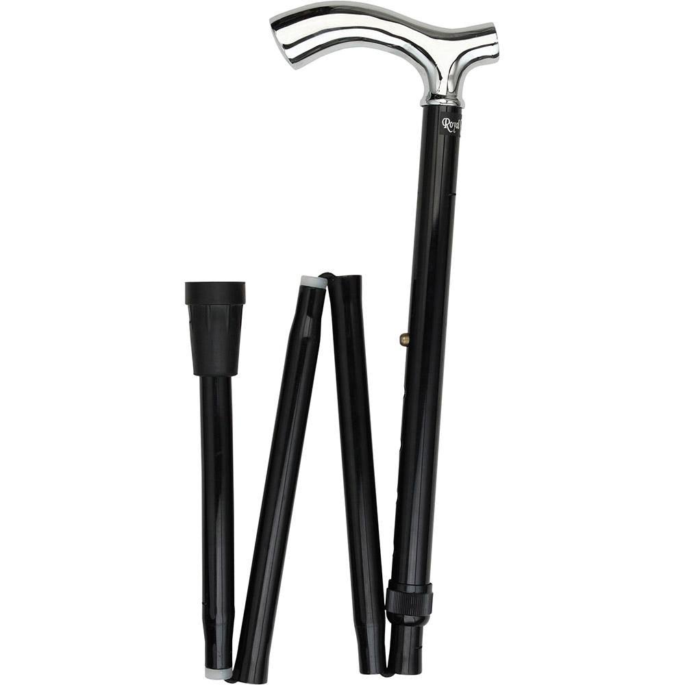 Chrome Plated Folding Adjustable Black Aluminum Walking Cane Y783668