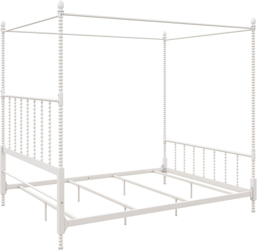 White Twin Size Metal Canopy Bed Frame O170534