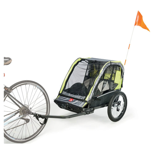 2-Child Bicycle Trailer & Stroller, 100 lbs, Green Q4794