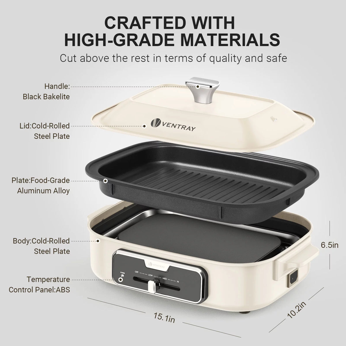 Electric Indoor Grill Portable Korean BBQ Nonstick 1200W White S582