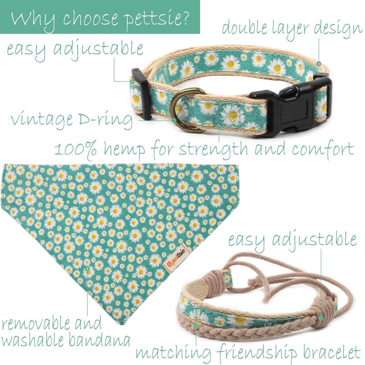 Matching Dog Collar, Bandana and Friendship Bracelet H147