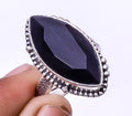 Black Onyx 925 Sterling Silver Solitaire Ring Adjustable G297071