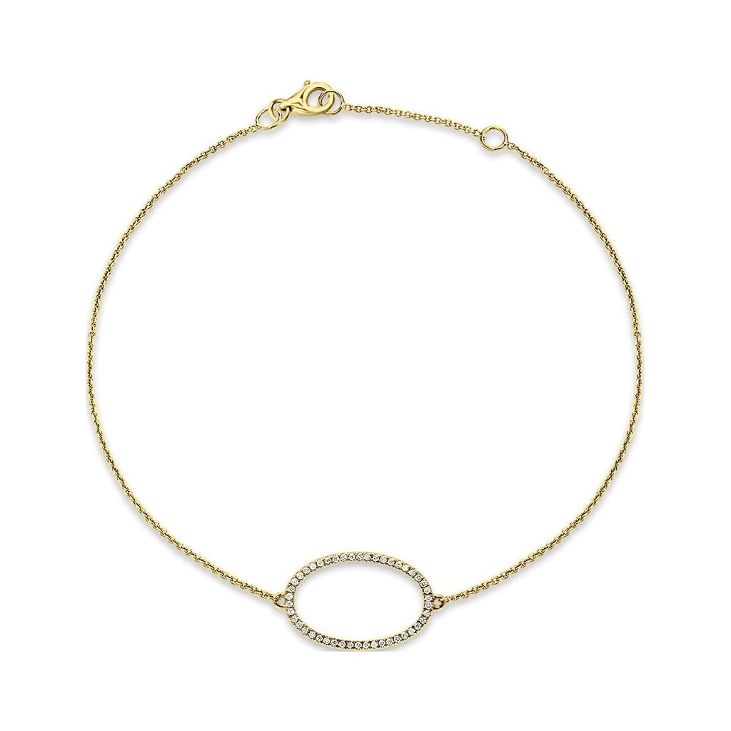Oval Shape Adjustable Bracelet 14K Yellow Gold 0.09ct G9174