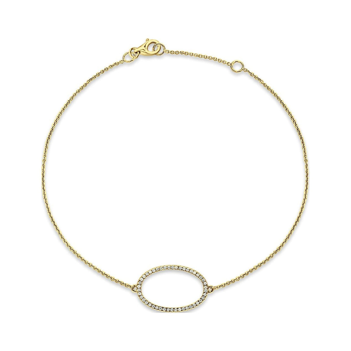 Oval Shape Adjustable Bracelet 14K Yellow Gold 0.09ct G9174