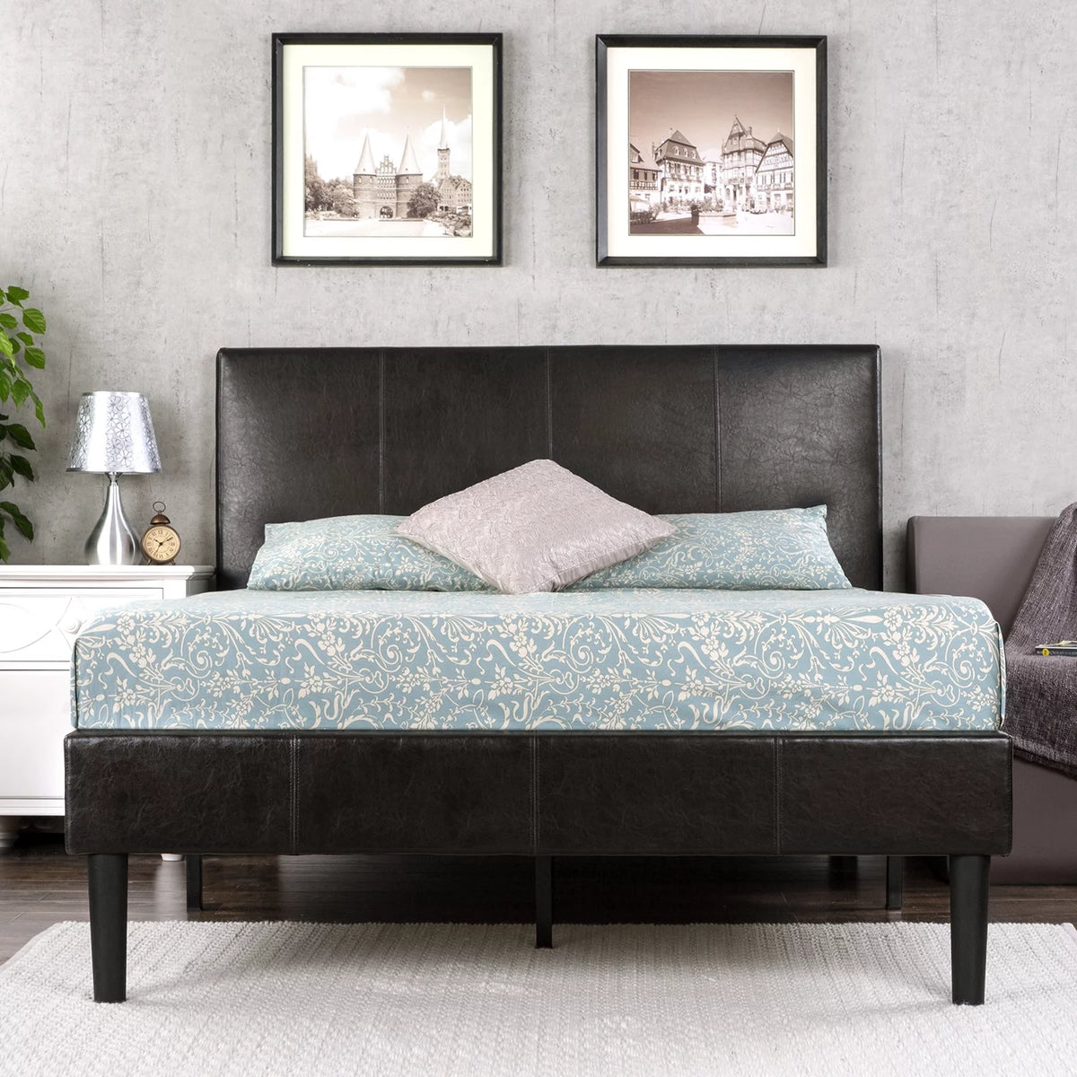 47 Faux Leather Platform Bed Frame J44290