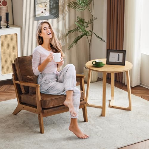 Brown Accent Chair with Lumbar Pillow K26911