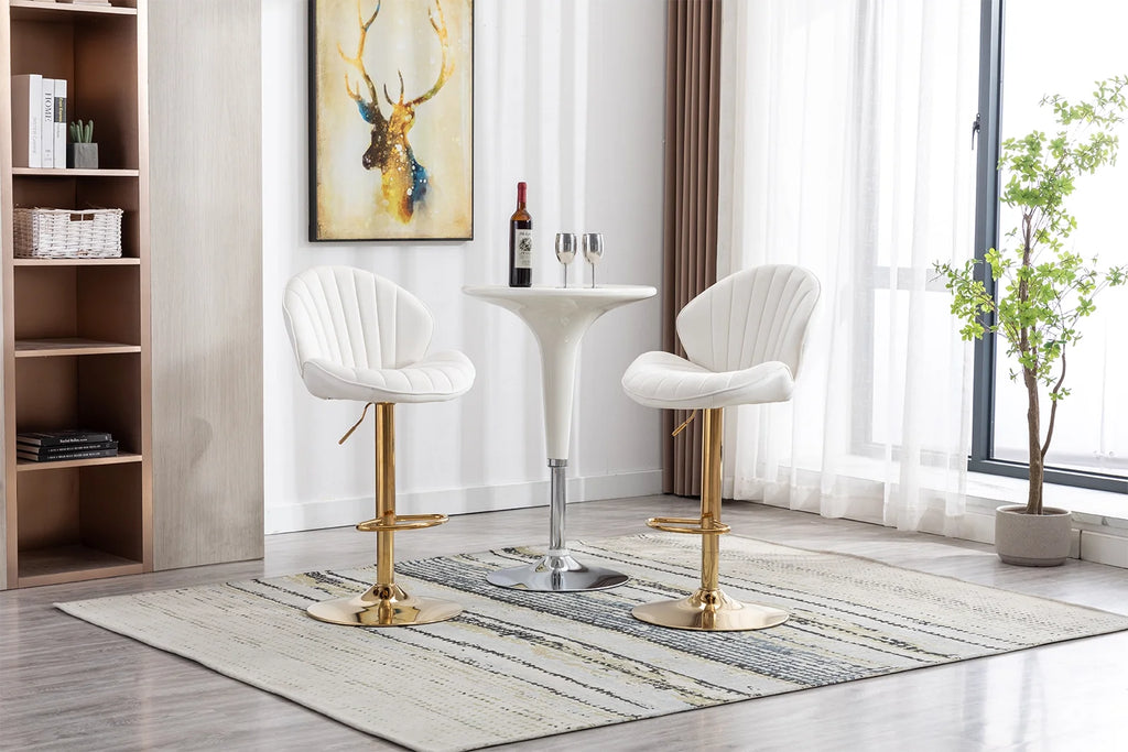 Velvet Upholstered Swivel Bar Stools Set of 2 F832