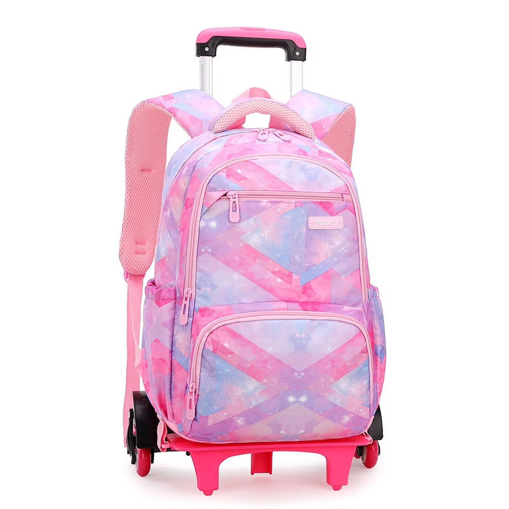 Pink Rolling Wheeled School Backpack C8430