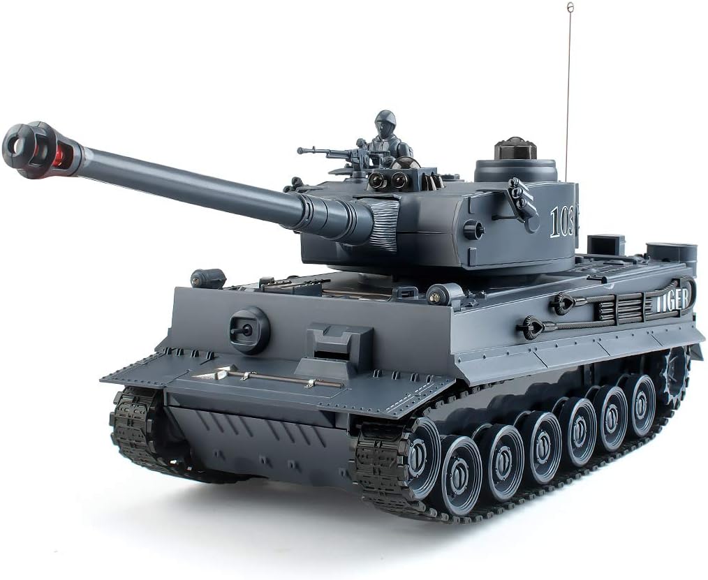 1:28 Remote Control Tank Toy with Sound and Light (Khaki) B85766