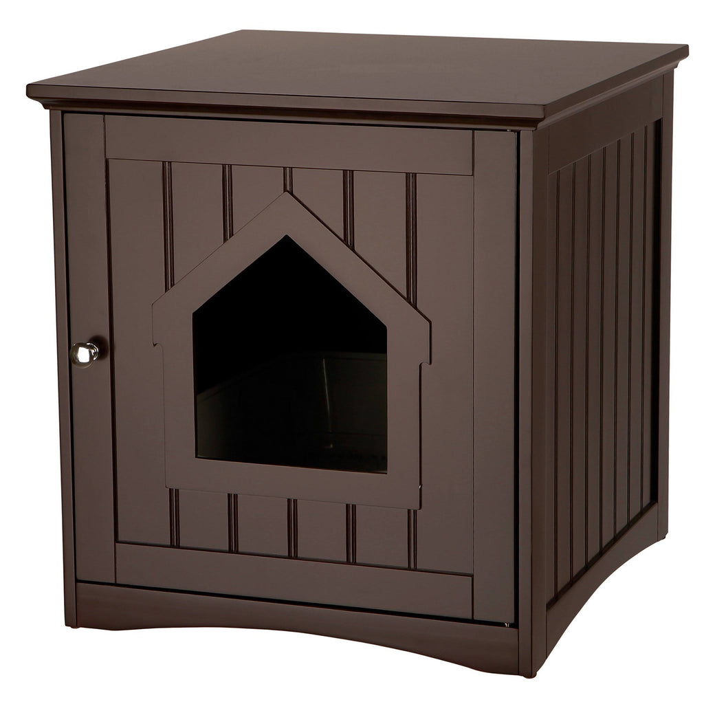 Brown Wooden Cat Home and Litter Box X6942