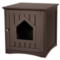 Brown Wooden Cat Home and Litter Box X6942