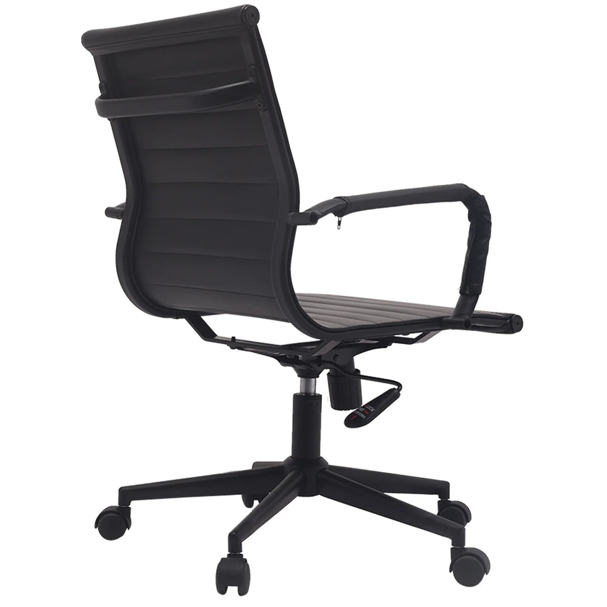 Mid Century Black PU Leather Office Chair with Arms and Wheels K969