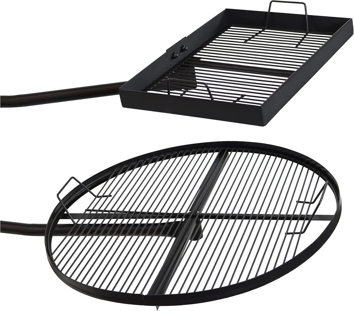 Dual Campfire Steel Cooking Grill Grate Swivel System with Stand V586