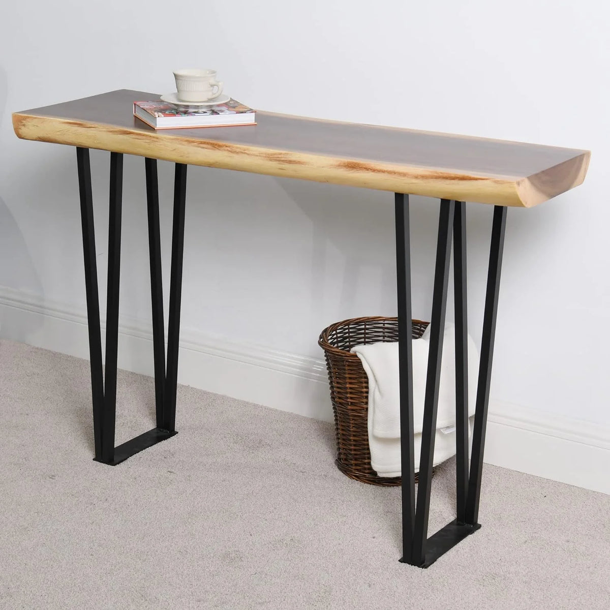 Solid Wood Console Table with Metal Legs U9407