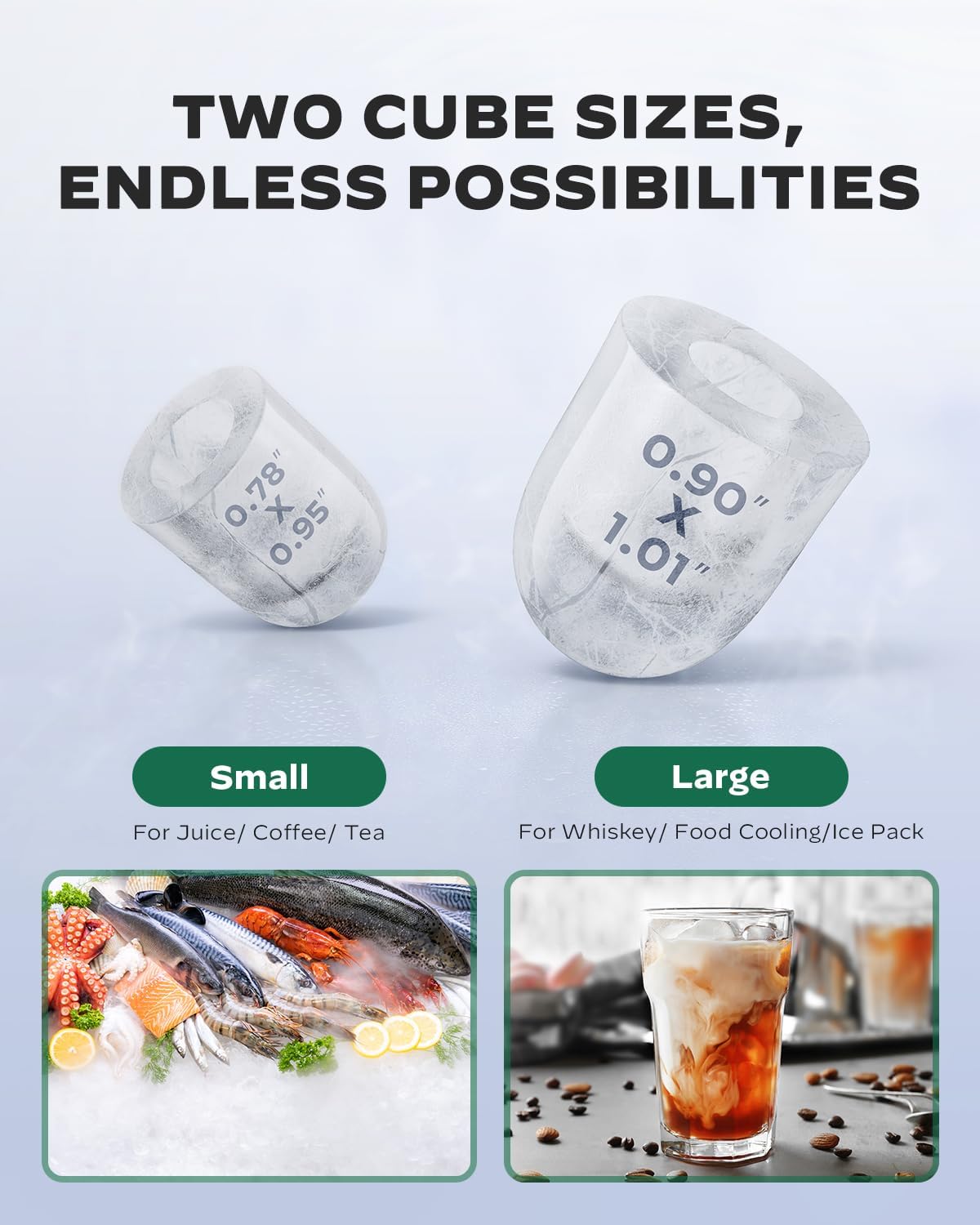 Portable Countertop Ice Maker with 2.6lbs Basket and Scoop, Stainless Steel S9067