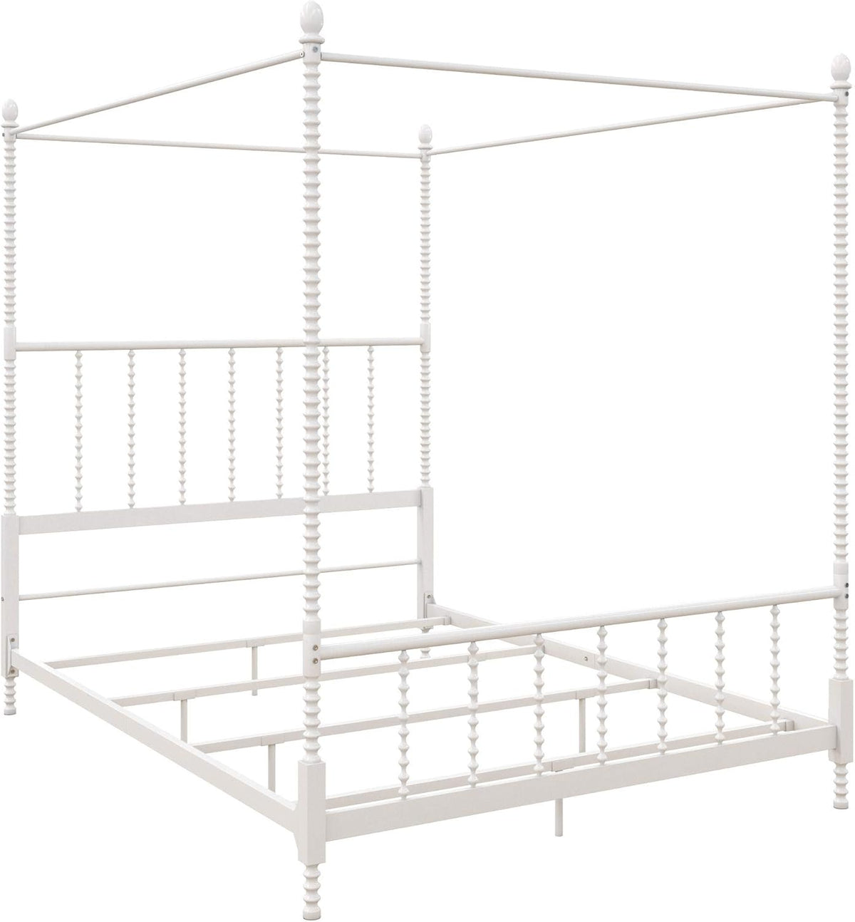 White Twin Size Metal Canopy Bed Frame O170534