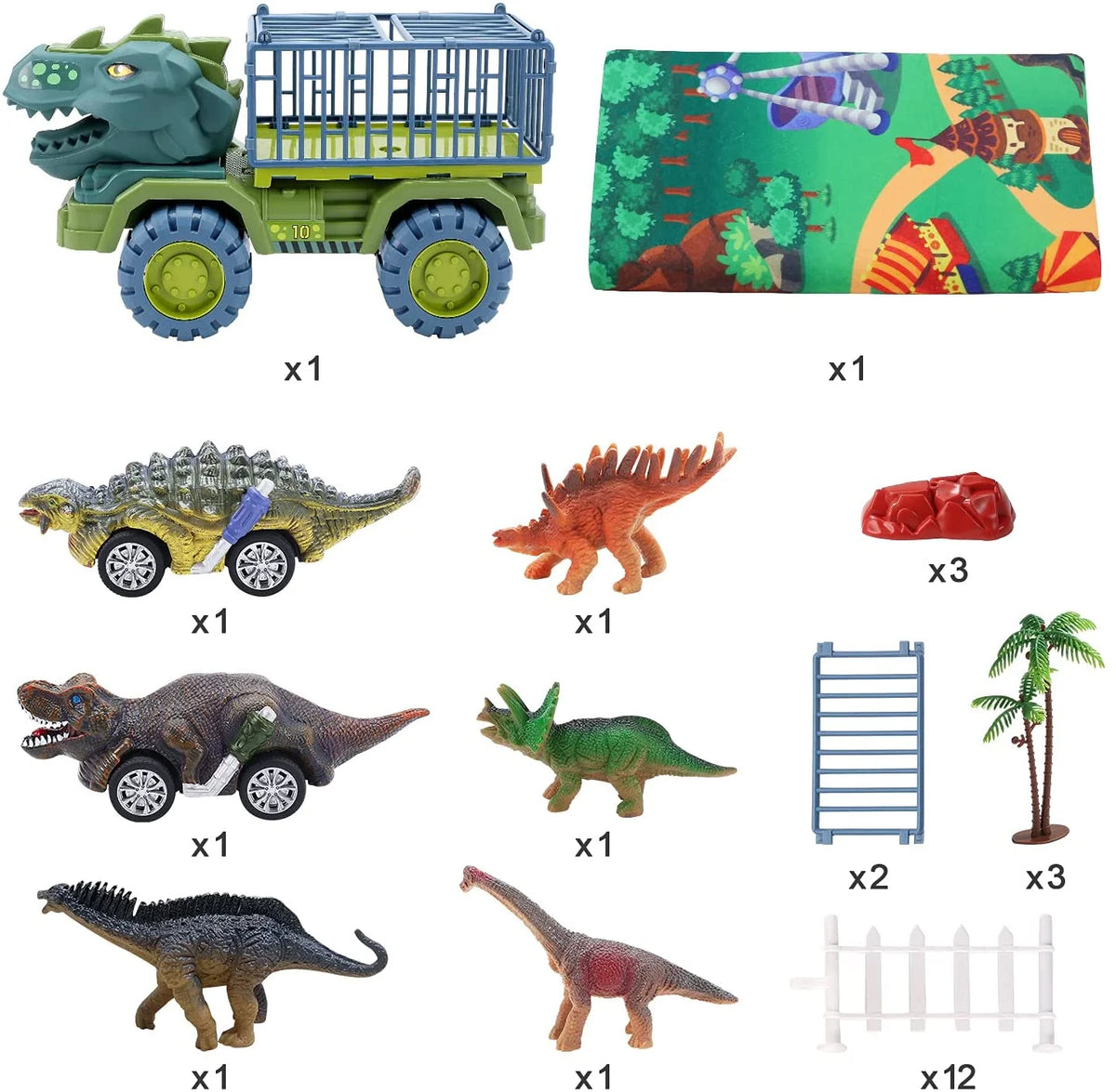 Dinosaur Transport Car Carrier Truck with 15 Dinosaurs C1462