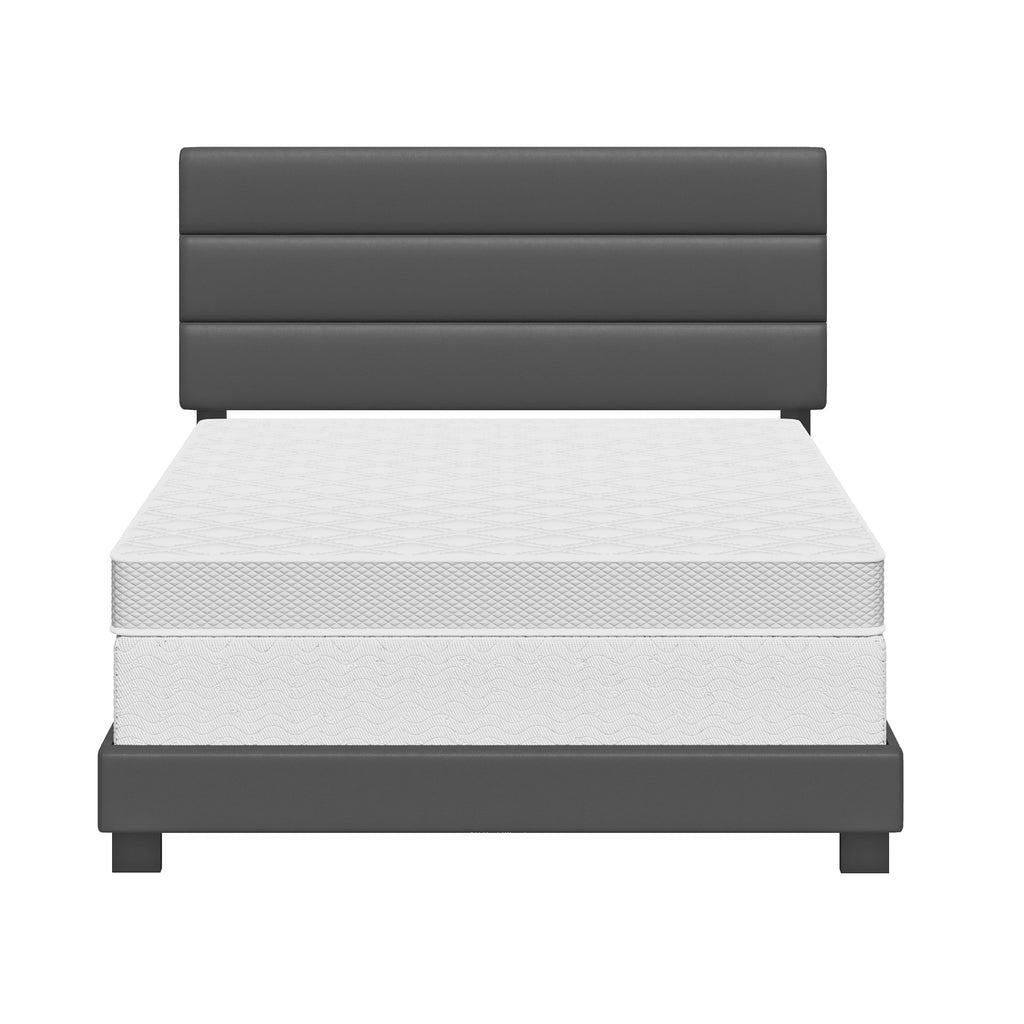 Black Faux Leather Twin Platform Bed Frame D7776