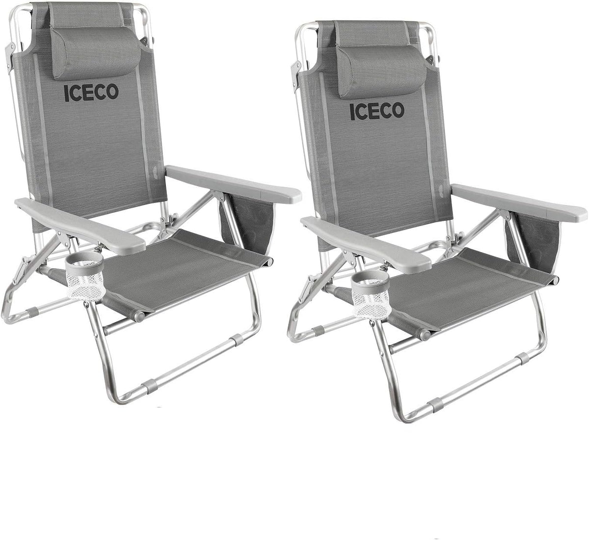 5-Position Folding Aluminium Camping Chair with Cup Holder Storage Bag Q778