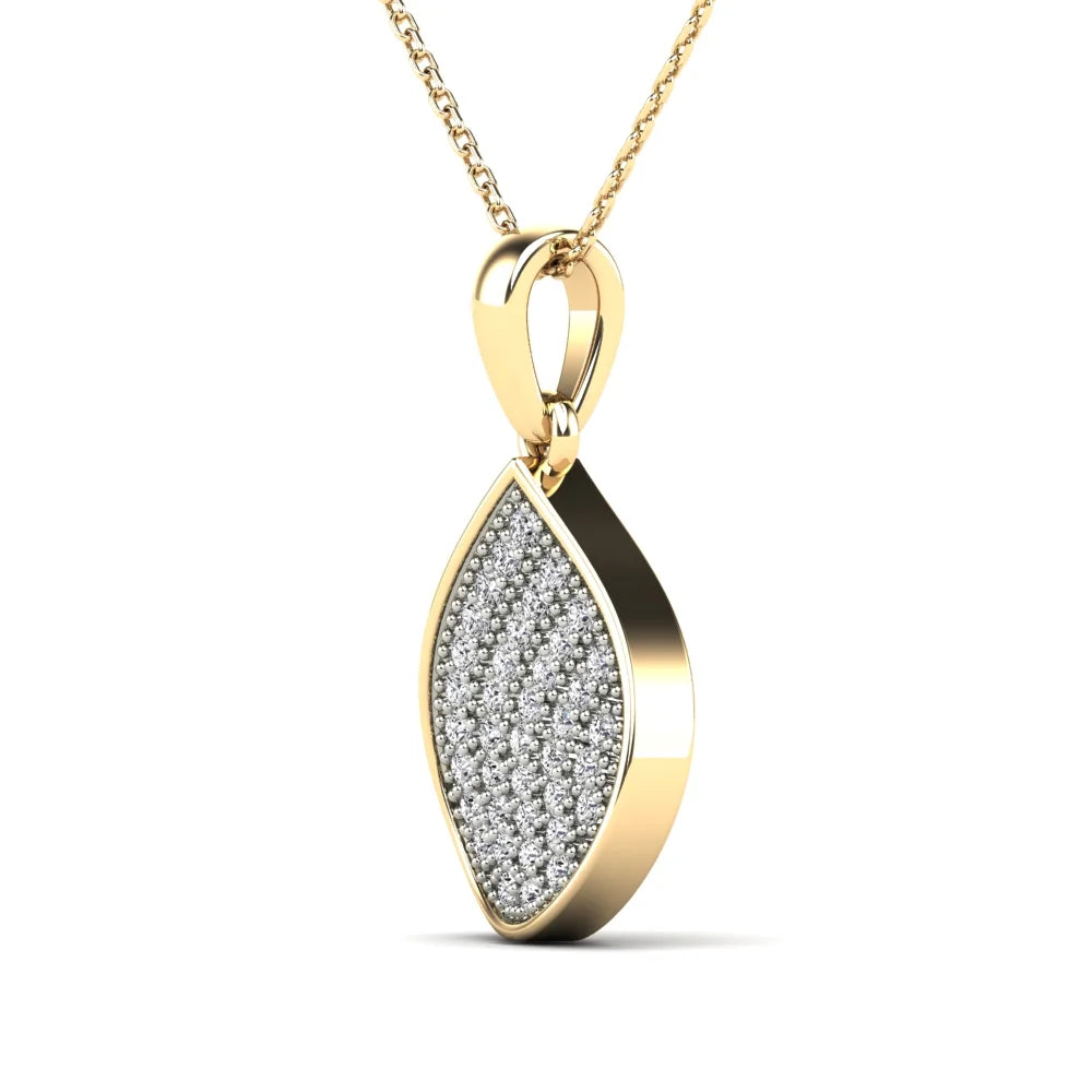 10K Yellow Gold Diamond Teardrop Pendant Necklace J85941