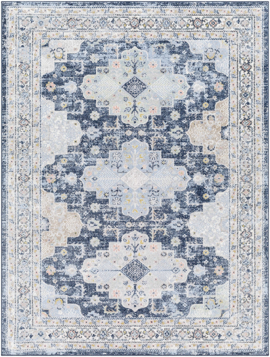 Washable Dark Blue Area Rug 8x10 B32504