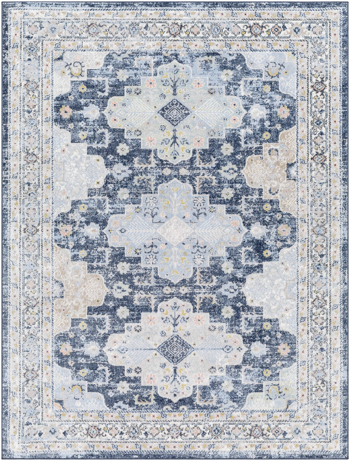Washable Dark Blue Area Rug 8x10 B32504