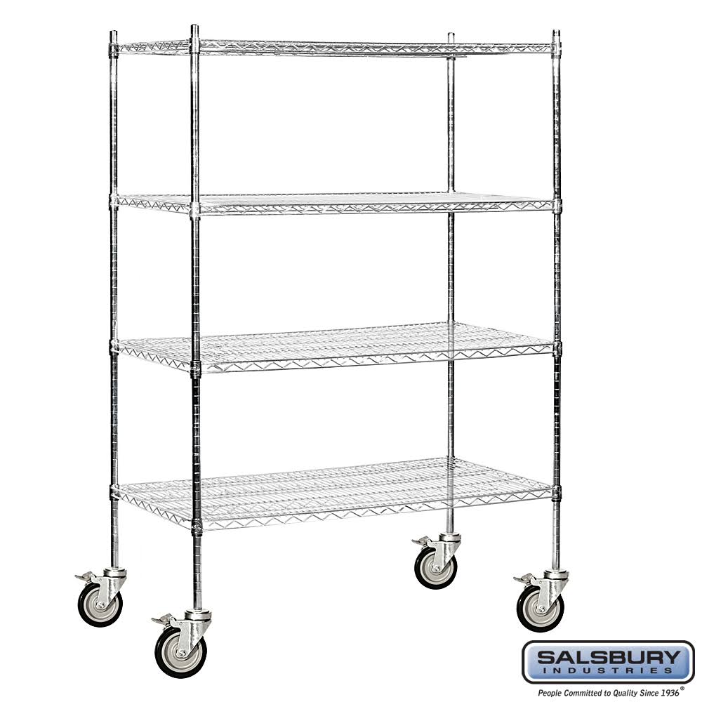 Wire 4 Shelf Shelving Unit Mobile Chrome L36716