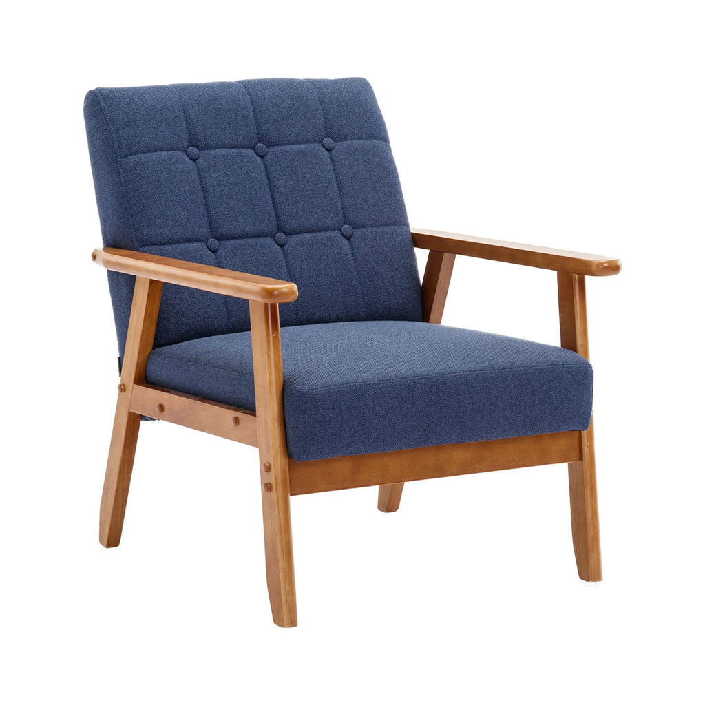 Accent Chairs Set of 2 with Side Table, Wood and Fabric Armchairs P128364
