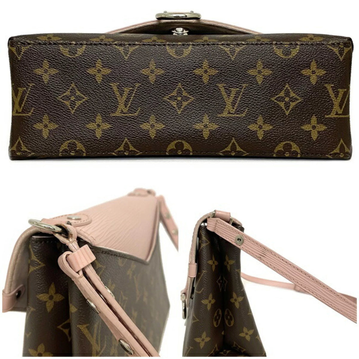 Pink Brown Monogram Leather Handbag C90810