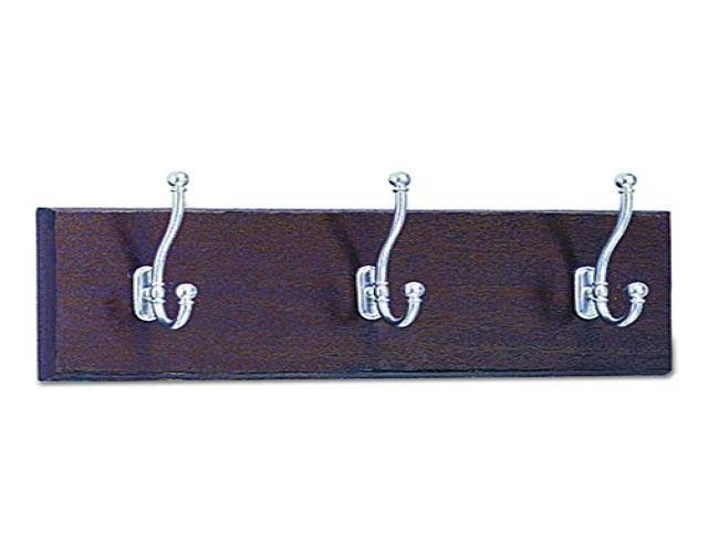 Wood Wall Rack 3 Hook Mahogany/Silver T8646
