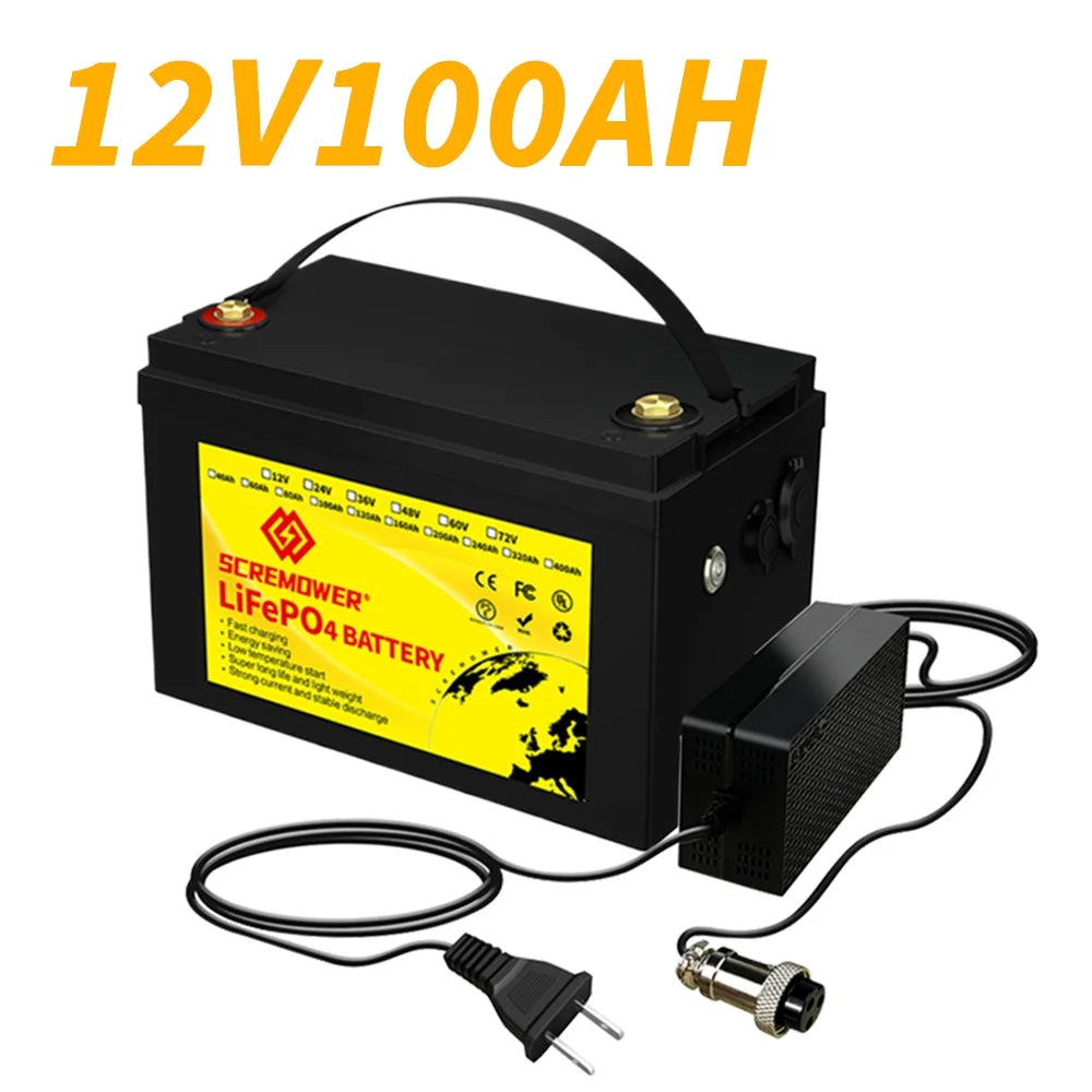 12V 100AH LiFePO4 Lithium Battery with 100A BMS R1464