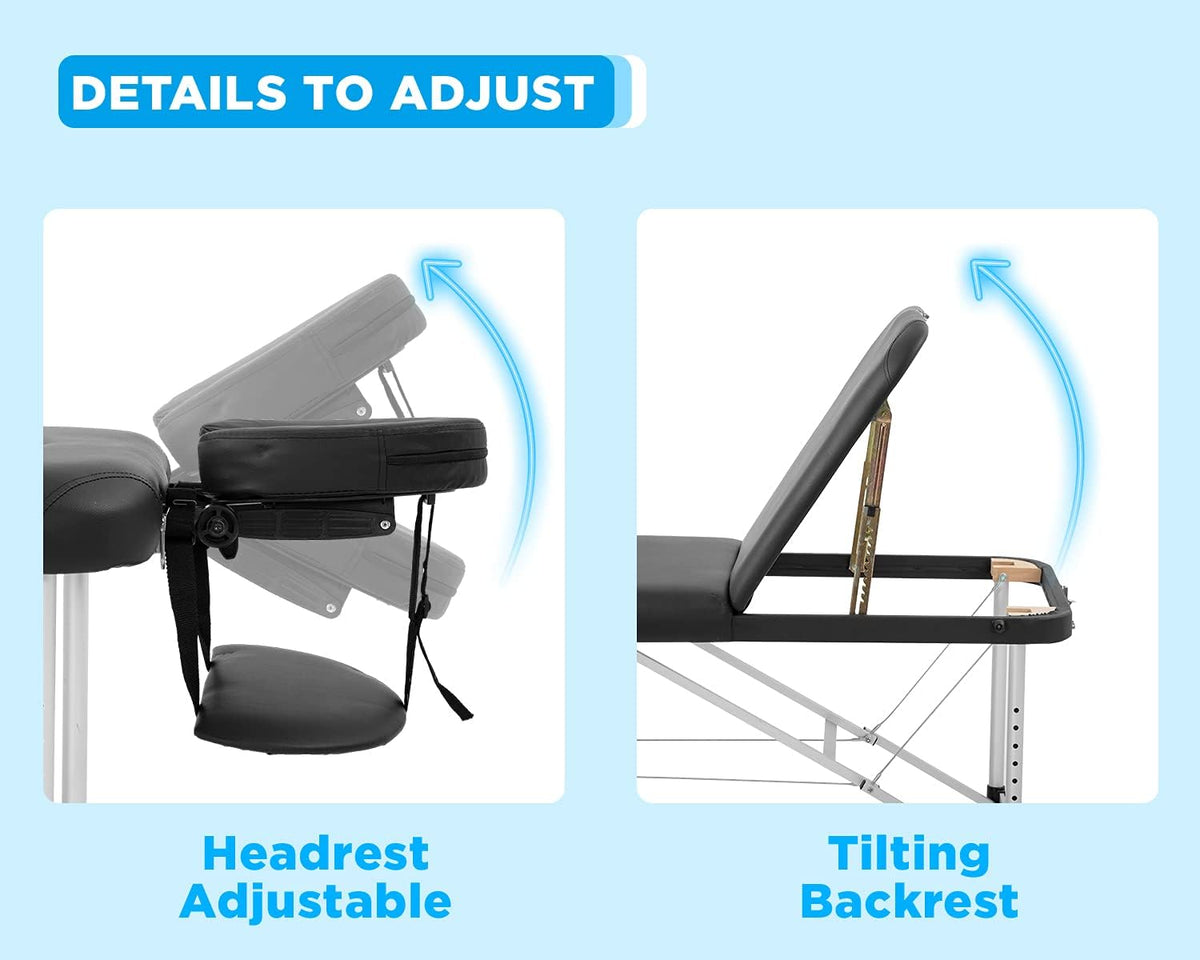 Portable 3 Folding Massage Table with Carry Case C50568