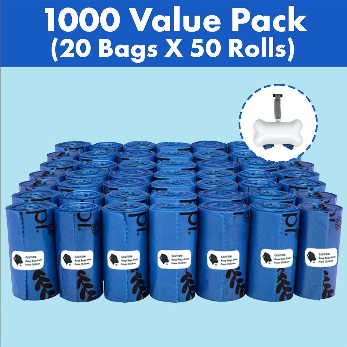 Dog Poop Waste Bags with Dispenser and Leash Tie J7966