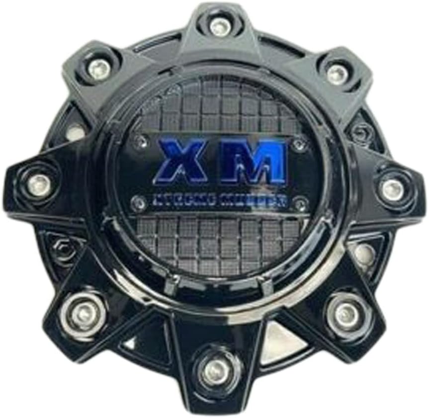 Pack of 2 Gloss Black and Blue Logo Wheel Center Cap B517