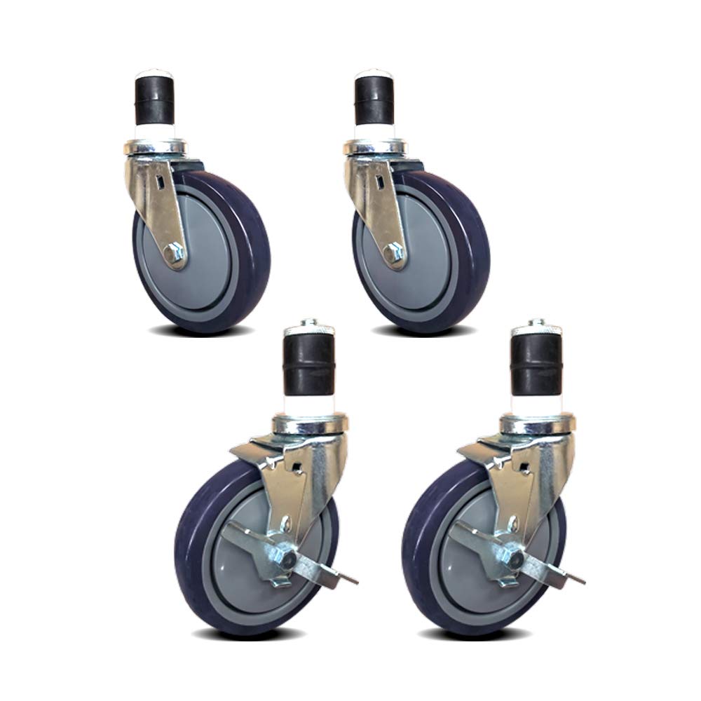 Set of 4 Expanding Stem Casters with and Without Brakes M7799